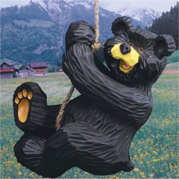 animal statue Bear Climbing Rope Figurine resin trophy sculpture